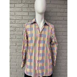 Riscatto Men Multicolored Striped Long Sleeve Woven Dress Shirt Size XL